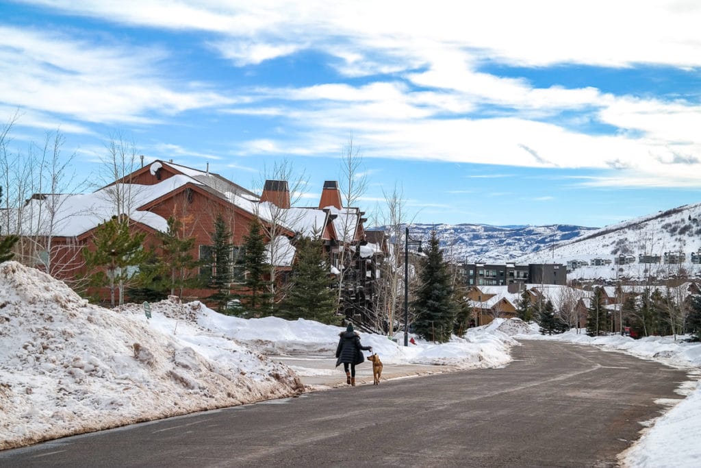 Image of a person walking a dog at Black Rock Ridge near Park City